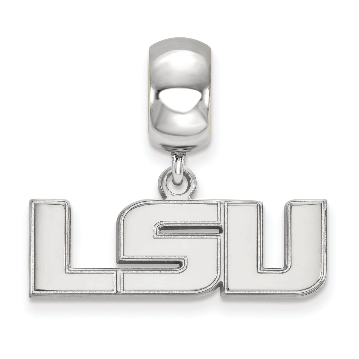 LogoArt Sterling Silver Louisiana State University Bead Charm Charm Small Dangle Bead Charm