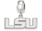 LogoArt Sterling Silver Louisiana State University Bead Charm Charm Small Dangle Bead Charm