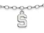 LogoArt Sterling Silver Michigan State University Anklet