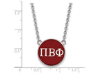 LogoArt Sterling Silver Pi Beta Phi Small Enameled Pendant Necklace With 18 Inch