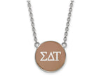LogoArt Sterling Silver Sigma Delta Tau Small Enameled Pendant Necklace With 18 Inch
