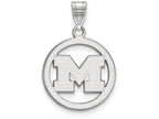 LogoArt Sterling Silver Michigan (univ Of) Sm Pendant Necklace In Circle
