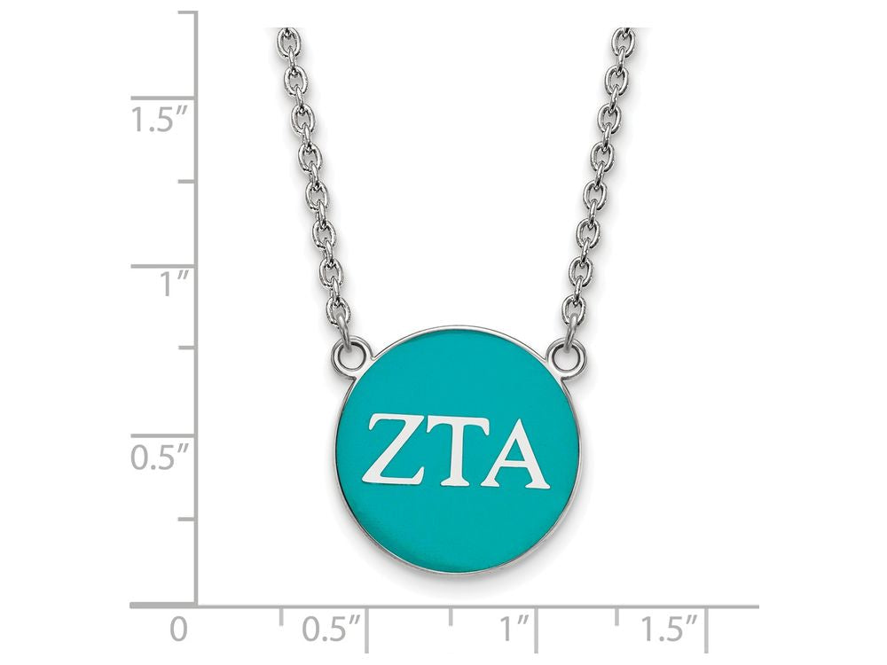 LogoArt Sterling Silver Zeta Tau Alpha Small Enameled Pendant Necklace With 18 Inch
