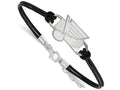 Logoart 925 Sterling Silver St. Louis Blues Small Center Leather Bracelet
