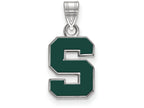 LogoArt Sterling Silver Michigan State University Small Enamel Pendant Necklace