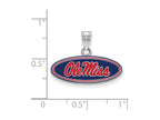 LogoArt Sterling Silver University Of Mississippi Small Enamel Pendant Necklace