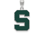 LogoArt Sterling Silver Michigan State University Large Enamel Pendant Necklace