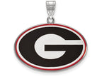 LogoArt Sterling Silver University Of Georgia Large Enamel Pendant Necklace