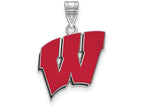 LogoArt Sterling Silver University Of Wisconsin Large Enamel Pendant Necklace