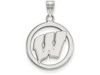 LogoArt Sterling Silver University Of Wisconsin Sm Pendant Necklace In Circle