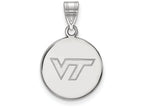 LogoArt Sterling Silver Virginia Tech Medium Disc Pendant Necklace