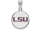 LogoArt Sterling Silver Louisiana State University Medium Enamel Disc Pendant Necklace