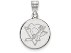LogoArt Sterling Silver Pittsburgh Penguins Medium Disc Pendant Necklace