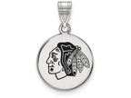 LogoArt Sterling Silver Chicago Blackhawks Medium Enamel Disc Pendant Necklace