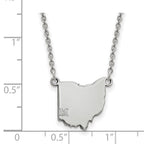 Logoart 925 Sterling Silver Miami University Ohio Shape State Necklace
