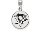 LogoArt Sterling Silver Pittsburgh Penguins Medium Enamel Disc Pendant Necklace