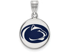 LogoArt Sterling Silver Penn State University Medium Enamel Disc Pendant Necklace