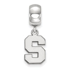 LogoArt Sterling Silver Michigan State University Bead Charm Charm Small Dangle Bead Charm