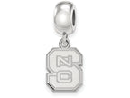 LogoArt Sterling Silver North Carolina State University Bead Charm Charm Small Dangle Bead Charm