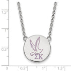 LogoArt Sterling Silver University Of Kansas Medium Enamel Disc Pendant Necklace