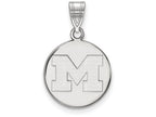 LogoArt Sterling Silver Michigan (univ Of) Medium Disc Pendant Necklace