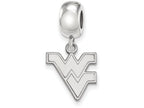 LogoArt Sterling Silver West Virginia University Bead Charm Charm Small Dangle Bead Charm