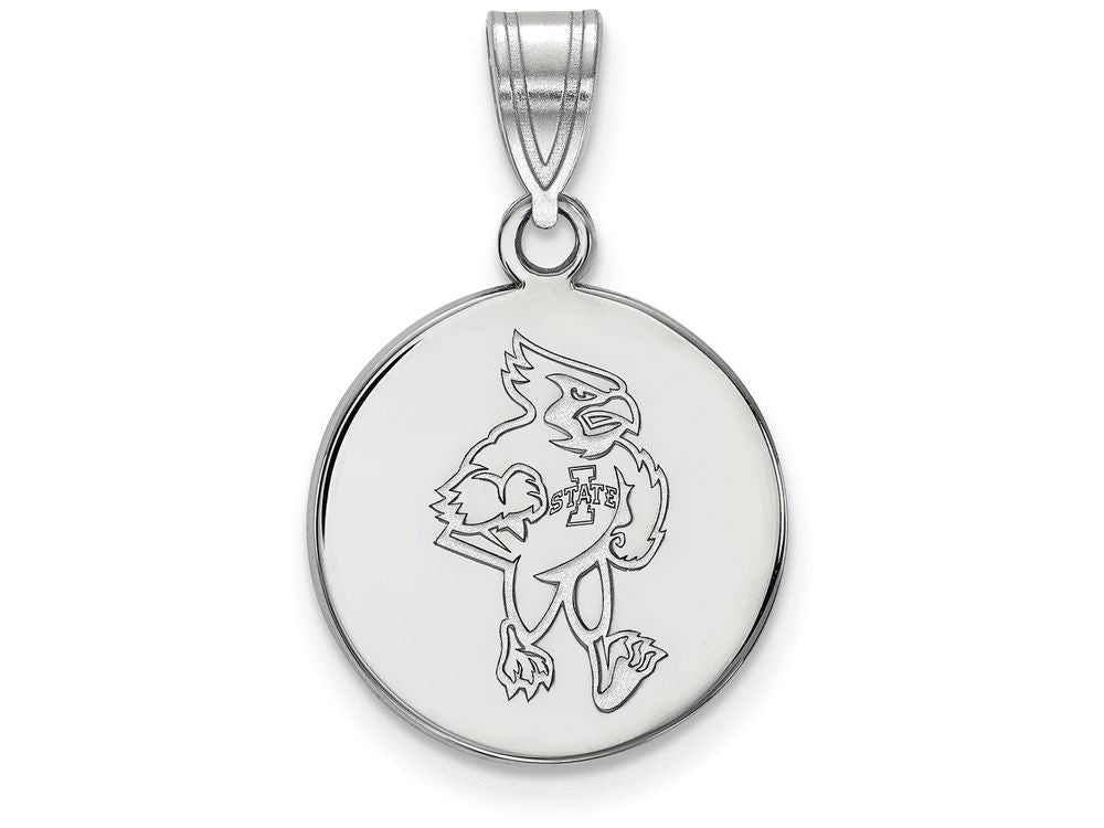 LogoArt Sterling Silver Iowa State University Medium Disc Pendant Necklace