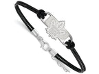 Logoart 925 Sterling Silver Toronto Maple Leafs Small Center Leather Bracelet