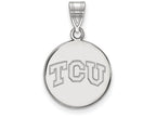 LogoArt Sterling Silver Texas Christian University Medium Disc Pendant Necklace