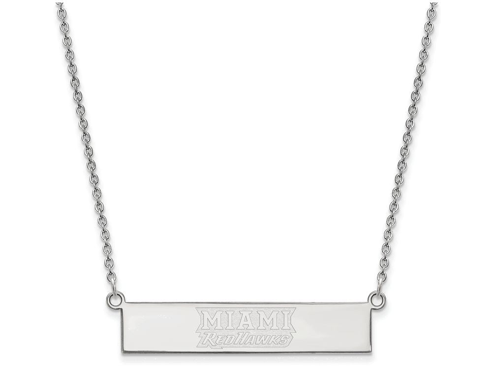 Logoart 925 Sterling Silver Miami University Small Bar Necklace