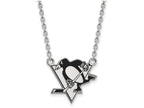 LogoArt Sterling Silver Pittsburgh Penguins Large Enamel Pendant Necklace