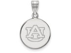 LogoArt Sterling Silver Auburn University Medium Disc Pendant Necklace