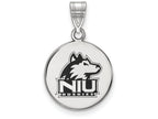 LogoArt Sterling Silver Northern Illinois University Medium Enamel Disc Pendant Necklace