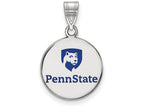 LogoArt Sterling Silver Penn State University Medium Enamel Disc Pendant Necklace