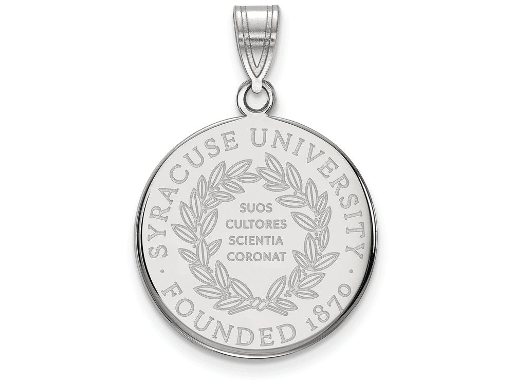 LogoArt Sterling Silver Syracuse University Large Crest Pendant Necklace