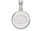 LogoArt Sterling Silver University Of Georgia Medium Disc Pendant Necklace
