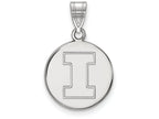 LogoArt Sterling Silver University Of Illinois Medium Disc Pendant Necklace