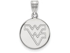 LogoArt Sterling Silver West Virginia University Medium Disc Pendant Necklace