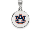 LogoArt Sterling Silver Auburn University Medium Enamel Disc Pendant Necklace