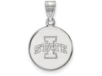 LogoArt Sterling Silver Iowa State University Medium Disc Pendant Necklace