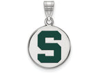 LogoArt Sterling Silver Michigan State University Medium Enamel Disc Pendant Necklace