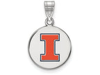 LogoArt Sterling Silver University Of Illinois Medium Enamel Disc Pendant Necklace