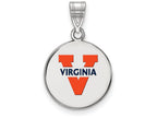 LogoArt Sterling Silver University Of Virginia Medium Enamel Disc Pendant Necklace