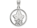 LogoArt Sterling Silver Alpha Phi Small Circle Pendant Necklace