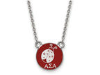 LogoArt Sterling Silver Alpha Sigma Alpha Extra Small Enameled Pendant Necklace With 18 Inch