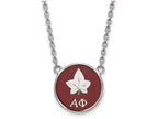 LogoArt Sterling Silver Alpha Phi Small Enameled Pendant Necklace With 18 Inch