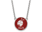 LogoArt Sterling Silver Alpha Sigma Alpha Small Enameled Pendant Necklace With 18 Inch