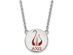 LogoArt Sterling Silver Alpha Chi Omega Small Enameled Pendant Necklace With 18 Inch