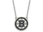 LogoArt Sterling Silver Boston Bruins Large Enamel Pendant Necklace