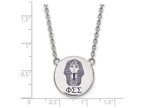 LogoArt Sterling Silver Phi Sigma Sigma Small Enameled Pendant Necklace With 18 Inch
